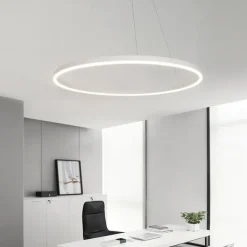 80CM LED Pendant Light Geometrical Circle Design Nordic Modern Simple for Dinning Room Bedroom Entry Aluminum Frame Acrylic Black White Gold Coffee 40W