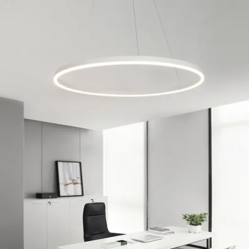 80CM LED Pendant Light Geometrical Circle Design Nordic Modern Simple for Dinning Room Bedroom Entry Aluminum Frame Acrylic Black White Gold Coffee 40W