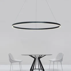 80CM LED Pendant Light Geometrical Circle Design Nordic Modern Simple for Dinning Room Bedroom Entry Aluminum Frame Acrylic Black White Gold Coffee 40W