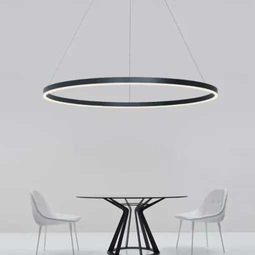 80CM LED Pendant Light Geometrical Circle Design Nordic Modern Simple for Dinning Room Bedroom Entry Aluminum Frame Acrylic Black White Gold Coffee 40W