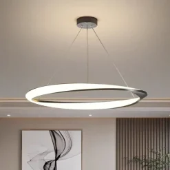 60cm LED Pendant Light 1-Light Ring Circle Design Dimmable Aluminum Painted Finishes Luxurious Modern Style Dining Room Bedroom 110-240V