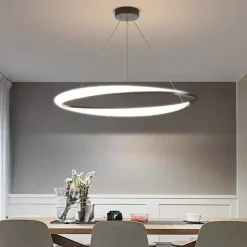 60cm LED Pendant Light 1-Light Ring Circle Design Dimmable Aluminum Painted Finishes Luxurious Modern Style Dining Room Bedroom 110-240V