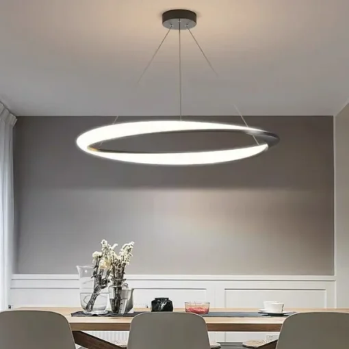 60cm LED Pendant Light 1-Light Ring Circle Design Dimmable Aluminum Painted Finishes Luxurious Modern Style Dining Room Bedroom 110-240V
