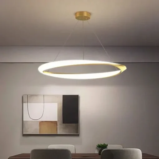 60cm LED Pendant Light 1-Light Ring Circle Design Dimmable Aluminum Painted Finishes Luxurious Modern Style Dining Room Bedroom 110-240V