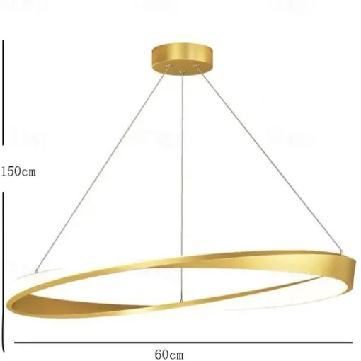 60cm LED Pendant Light 1-Light Ring Circle Design Dimmable Aluminum Painted Finishes Luxurious Modern Style Dining Room Bedroom 110-240V