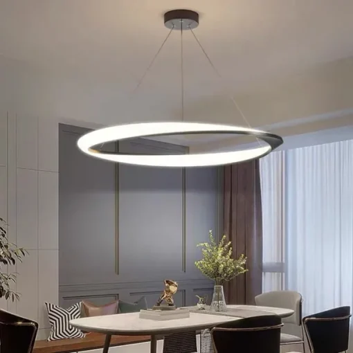 60cm LED Pendant Light 1-Light Ring Circle Design Dimmable Aluminum Painted Finishes Luxurious Modern Style Dining Room Bedroom 110-240V