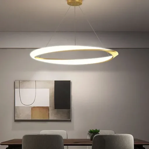 60cm LED Pendant Light 1-Light Ring Circle Design Dimmable Aluminum Painted Finishes Luxurious Modern Style Dining Room Bedroom 110-240V