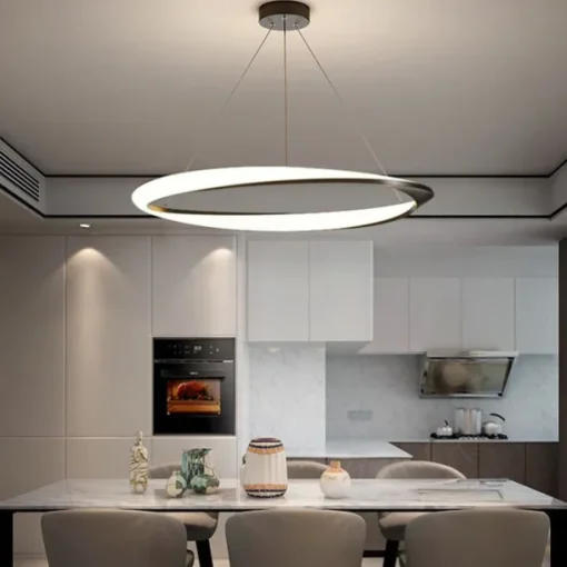 60cm LED Pendant Light 1-Light Ring Circle Design Dimmable Aluminum Painted Finishes Luxurious Modern Style Dining Room Bedroom 110-240V