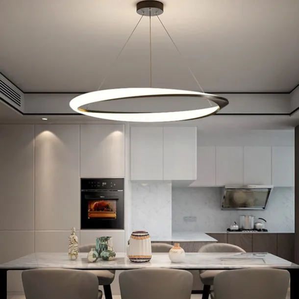 60cm LED Pendant Light 1-Light Ring Circle Design Dimmable Aluminum Painted Finishes Luxurious Modern Style Dining Room Bedroom 110-240V