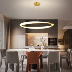 60cm LED Pendant Light 1-Light Ring Circle Design Dimmable Aluminum Painted Finishes Luxurious Modern Style Dining Room Bedroom 110-240V