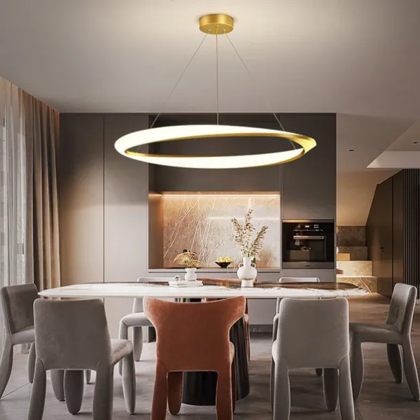 60cm LED Pendant Light 1-Light Ring Circle Design Dimmable Aluminum Painted Finishes Luxurious Modern Style Dining Room Bedroom 110-240V