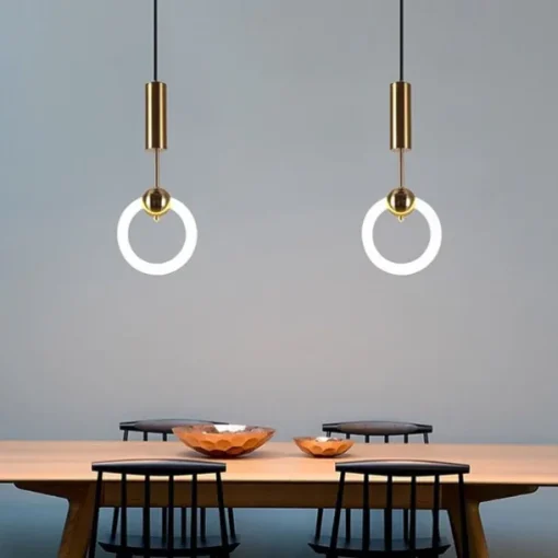 20cm LED Pendant Light Modern Nordic Ring Circle Desgin Bedside Light Living Room Bedroom Dining Room Metal Electroplated Modern 110-120V 220-240V