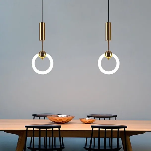 20cm LED Pendant Light Modern Nordic Ring Circle Desgin Bedside Light Living Room Bedroom Dining Room Metal Electroplated Modern 110-120V 220-240V