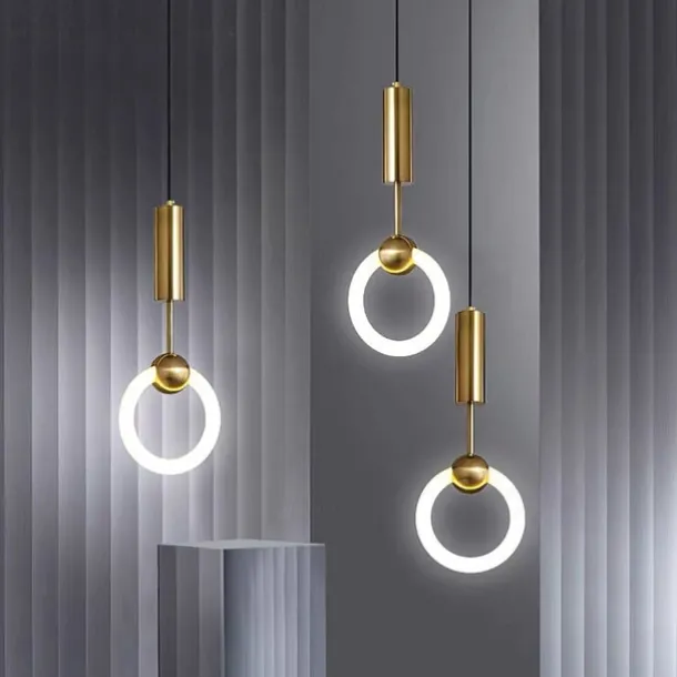 20cm LED Pendant Light Modern Nordic Ring Circle Desgin Bedside Light Living Room Bedroom Dining Room Metal Electroplated Modern 110-120V 220-240V