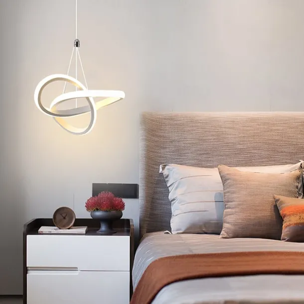 22cm 1-Light 15W Mini Pendant Light LED Ambient Lamp Aluminum Black White Painted for Living Room Bedroom Dining Room Warm White / White