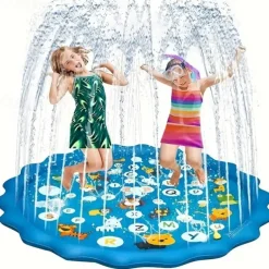 100cm/39.37in Extra Large Luxury Outdoor Toy - Portable Swimming Pool with Water Sprinklers Alphabet & Number Learning Mat Vibrant Rainbow Design PVC Material Ideal for Youngsters Aged 3-5 Summer