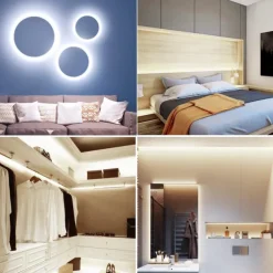 COB Flexible LED Strip Light High Density 5m 16.4FT Warm Cold White CRI 90+ 8mm Width Dimmable LED Ribbon for Bedroom Kitchen Home Indoor Decoration DC12V