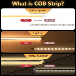 COB Flexible LED Strip Light High Density 5m 16.4FT Warm Cold White CRI 90+ 8mm Width Dimmable LED Ribbon for Bedroom Kitchen Home Indoor Decoration DC12V