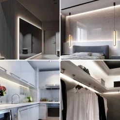 COB Flexible LED Strip Light High Density 5m 16.4FT Warm Cold White CRI 90+ 8mm Width Dimmable LED Ribbon for Bedroom Kitchen Home Indoor Decoration DC12V