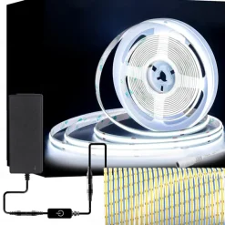 COB LED Light Strip Stepless Dimming16.4ft 5m, LED Rope Light Bendable Band Light, CRI 80 60W Suitable for High-end Lighting DC12V DC24V