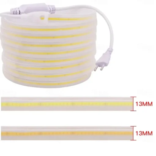 COB LED Strip Lights, 360 LEDs/m Waterproof Outdoor Decor, Flexible High-Brightness Ribbon Light, 3000K/4000K/6000K, 220V