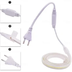 COB LED Strip Lights, 360 LEDs/m Waterproof Outdoor Decor, Flexible High-Brightness Ribbon Light, 3000K/4000K/6000K, 220V