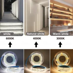 COB LED Strip Lights DC 12V 320 Diodes COB Flexible LED Bar Tape Ribbon Linear for Room Decor 1m/2m/3m/4m/5m