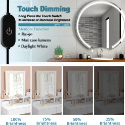 COB LED Vanity Mirror Light Kit, 1-4M/3.2-13ft 420LED/m Adjustable Strip Light, Dimmer & Power Supply COB Strip Lights for Mirror, Closet, Kitchen, Cabinet Lighting