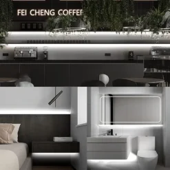 COB LED Vanity Mirror Light Kit, 1-4M/3.2-13ft 420LED/m Adjustable Strip Light, Dimmer & Power Supply COB Strip Lights for Mirror, Closet, Kitchen, Cabinet Lighting