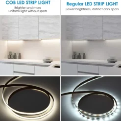 COB LED Vanity Mirror Light Kit, 1-4M/3.2-13ft 420LED/m Adjustable Strip Light, Dimmer & Power Supply COB Strip Lights for Mirror, Closet, Kitchen, Cabinet Lighting