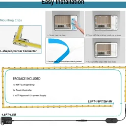 COB LED Vanity Mirror Light Kit, 1-4M/3.2-13ft 420LED/m Adjustable Strip Light, Dimmer & Power Supply COB Strip Lights for Mirror, Closet, Kitchen, Cabinet Lighting
