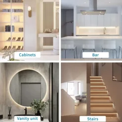 COB LED Vanity Mirror Light Kit, 1-4M/3.2-13ft 420LED/m Adjustable Strip Light, Dimmer & Power Supply COB Strip Lights for Mirror, Closet, Kitchen, Cabinet Lighting