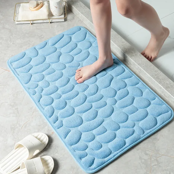Cobblestone Bath Mat Non-slip Memory Foam Pad, Washable Bath Rugs, Rapid Water Absorbent, Non-Slip, Washable, Thick, Soft And Comfortable Carpet For Shower Room