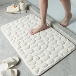 Cobblestone Bath Mat Non-slip Memory Foam Pad, Washable Bath Rugs, Rapid Water Absorbent, Non-Slip, Washable, Thick, Soft And Comfortable Carpet For Shower Room