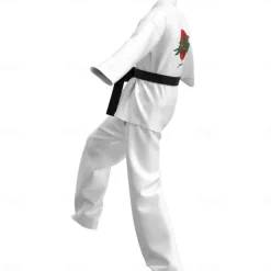 Cobra Kai Karate Kid Outfits Masquerade Men's Women's Boys Movie Cosplay Sports Cosplay White Top Pants Waist Belt Carnival Children's Day Masquerade Polyester World Book Day Costumes