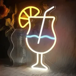 Cocktails Neon Sign Light, Dimmable LED Wall Decor USB Powered for Bars, Bedrooms & Parties | USB Acrylic Drink Art Night Light, Perfect Gift for Beer Bars, Clubs & Events