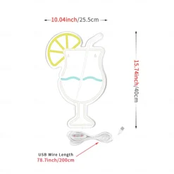 Cocktails Neon Sign Light, Dimmable LED Wall Decor USB Powered for Bars, Bedrooms & Parties | USB Acrylic Drink Art Night Light, Perfect Gift for Beer Bars, Clubs & Events