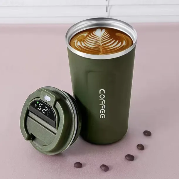 Coffee Mug Smart Travel Thermos Cup Temperature Display Stainless Steel Vacuum Coffee Cup With AI Temperature Display