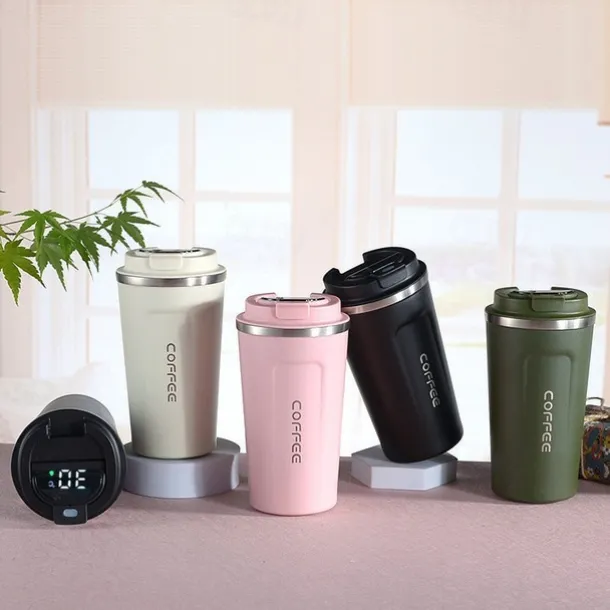 Coffee Mug Smart Travel Thermos Cup Temperature Display Stainless Steel Vacuum Coffee Cup With AI Temperature Display