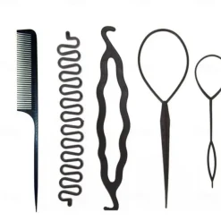 Coiled Hair 4 Pieces Hairpin Fishtail Braid Pointed Tail Comb Double Hook Ball Head Set Hairdressing Tools
