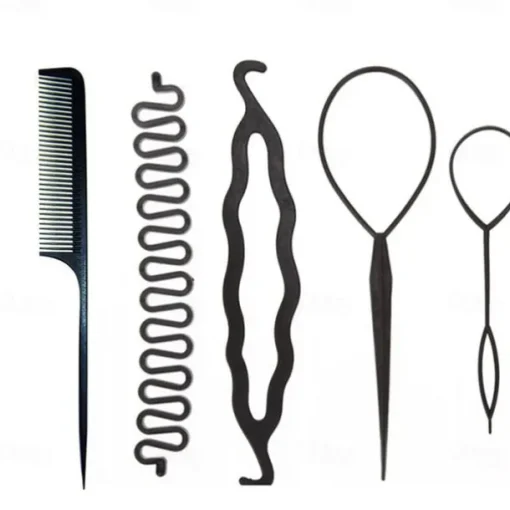 Coiled Hair 4 Pieces Hairpin Fishtail Braid Pointed Tail Comb Double Hook Ball Head Set Hairdressing Tools