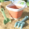 Collapsible Beach Sand Bucket 3 Packs Foldable Buckets Set with Shovels Collapsible Beach Toys for Kids Summer Sand Buckets for Kids Cruise Beach Essentials