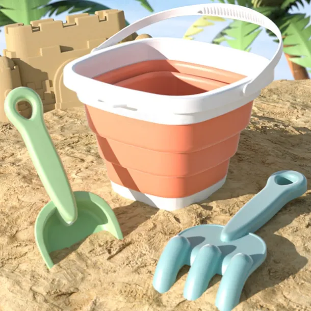 Collapsible Beach Sand Bucket 3 Packs Foldable Buckets Set with Shovels Collapsible Beach Toys for Kids Summer Sand Buckets for Kids Cruise Beach Essentials