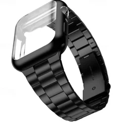 Compatible with Apple Watch band 38mm 40mm 41mm 42mm 44mm 45mm 49mm with Case Shockproof Stainless Steel Strap Replacement Wristband for iwatch Ultra 2 Series 9 8 7 SE 6 5 4 3 2 1