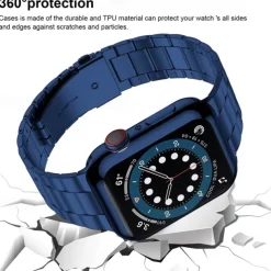 Compatible with Apple Watch band 38mm 40mm 41mm 42mm 44mm 45mm 49mm with Case Shockproof Stainless Steel Strap Replacement Wristband for iwatch Ultra 2 Series 9 8 7 SE 6 5 4 3 2 1