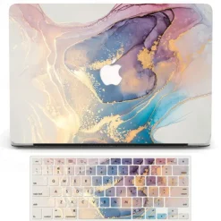 Compatible with MacBook Air 13 Inch Case 2022 2021 2020 2019 2018 Release M1 A2337 A2179 A1932 Touch ID MacBook Air Case Hard Shell Case 2 Keyboard Covers Screen Protector Pink Marble