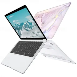 Compatible with MacBook Air 13 Inch Case 2022 2021 2020 2019 2018 Release M1 A2337 A2179 A1932 Touch ID MacBook Air Case Hard Shell Case 2 Keyboard Covers Screen Protector Pink Marble