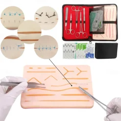 Complete Suture Practice Kit For Suture Training Including Large Silicone Suture Pad With Pre-Cut Wounds And Suture Tool Kit