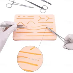 Complete Suture Practice Kit For Suture Training Including Large Silicone Suture Pad With Pre-Cut Wounds And Suture Tool Kit
