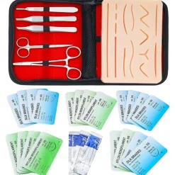 Complete Suture Practice Kit For Suture Training Including Large Silicone Suture Pad With Pre-Cut Wounds And Suture Tool Kit